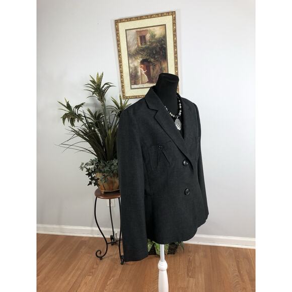 Le Suit Women Long Sleeve Lined Lapel Collar Notch Blazer Gray 14 Office Siren - Picture 4 of 8